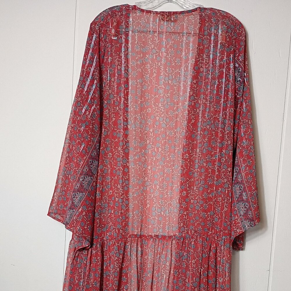 Nalani Floral Sparkle Kimono Swim Cover Beachwear Quiet Luxury Cruisewear Boho